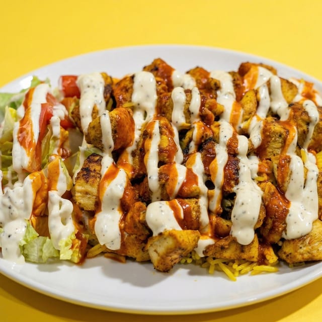 Chicken Over Rice + Small Fries Special.